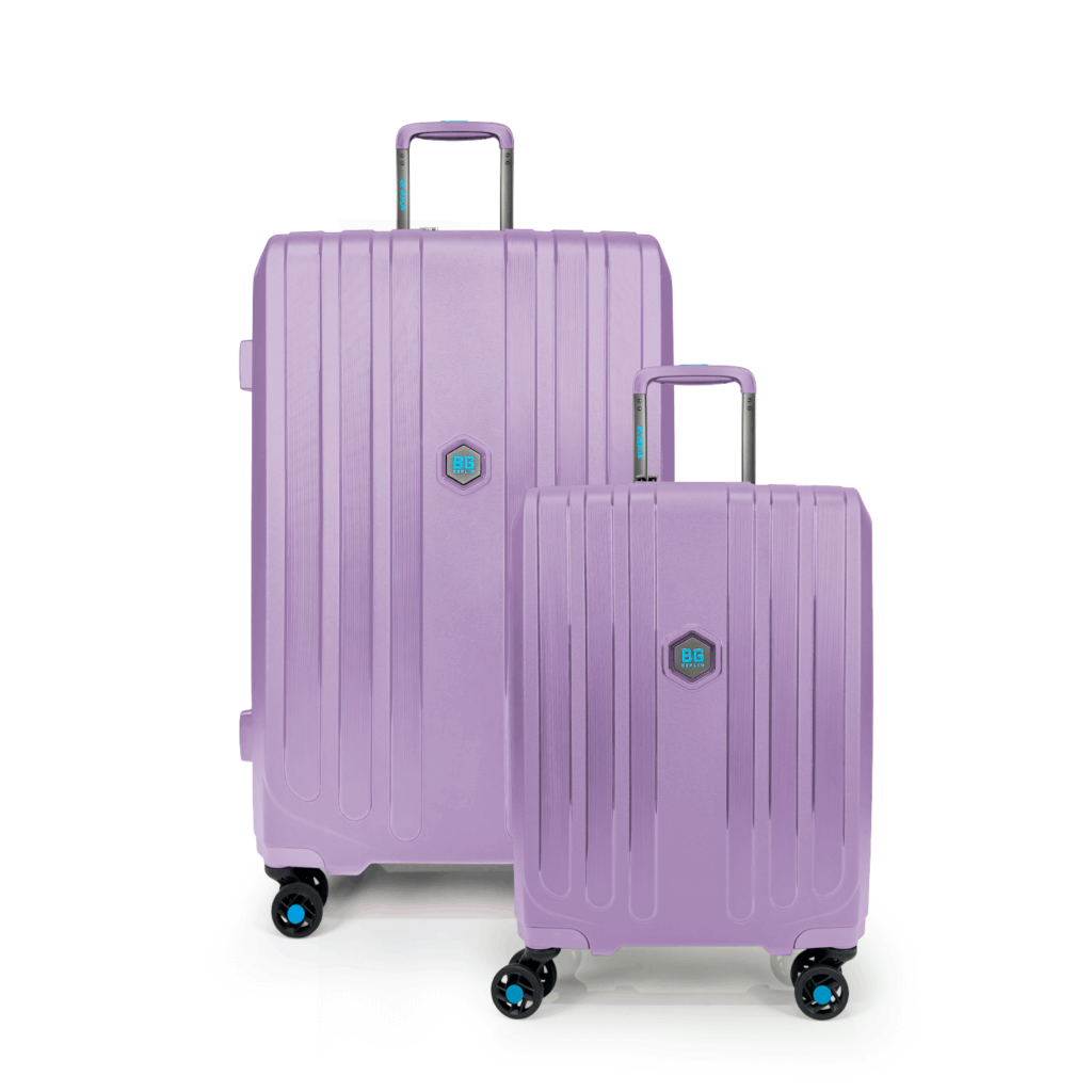 BG Berlin ENDURO luggage set in lavender, with spinner wheels.