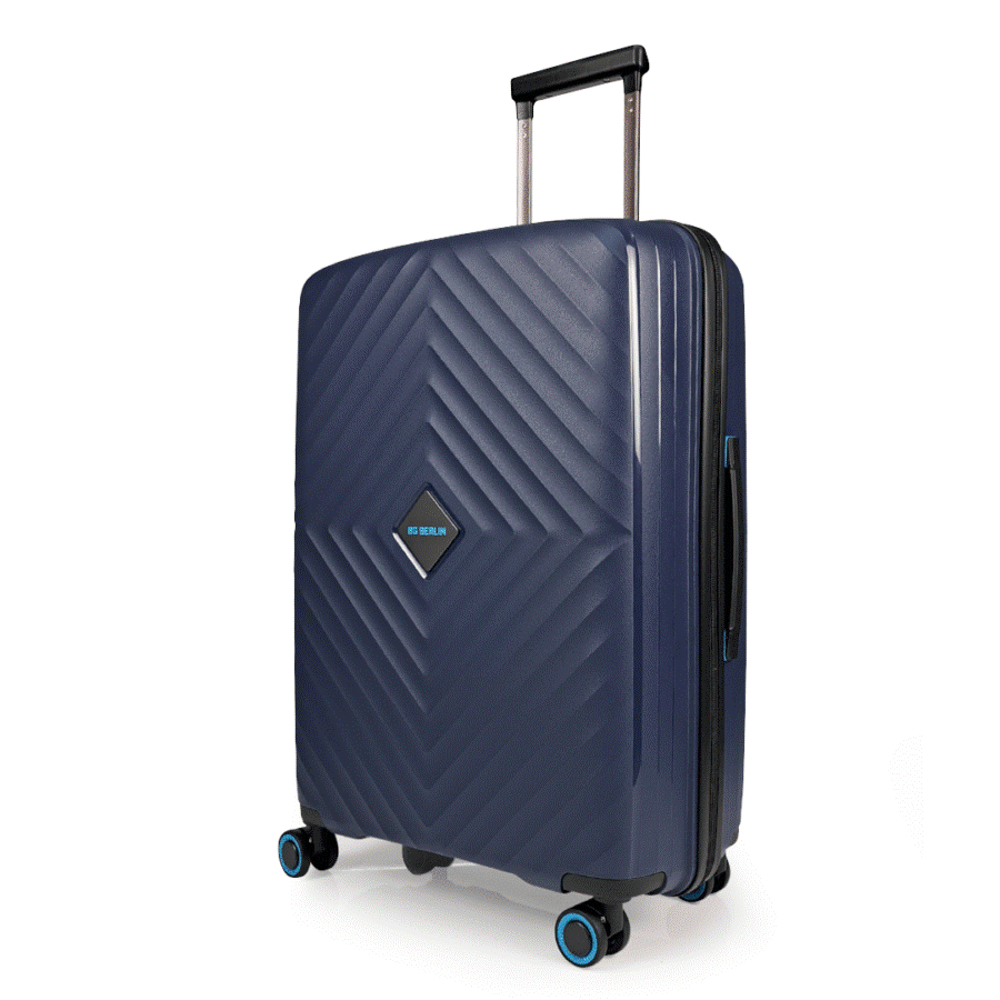 Shiny travel suitcase with TSA-approved lock